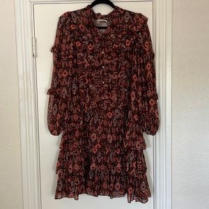 Ulla Johnson Silk Ruffle Ikat Dress